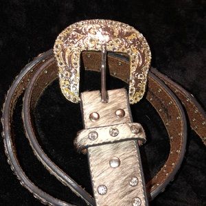 Nocona calf hair rhinestone belt